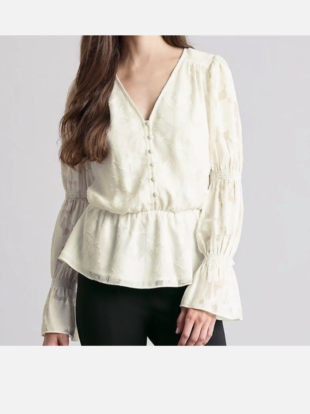 Elizabeth And James Blanca Floral Burnout Peplum Blouse